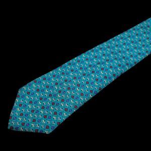 IZOD Vintage 100% Silk Tie Teal Turquoise Geometric Foulard Red Blue USA Made
